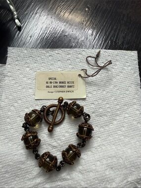 Stephen Dweck Bronze and Smokey Quartz Bead Bracelet